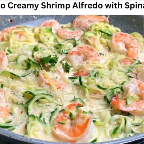 Keto Creamy Shrimp Alfredo With Spinach