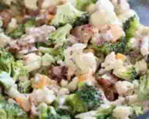 Keto Broccoli Cauliflower Salad